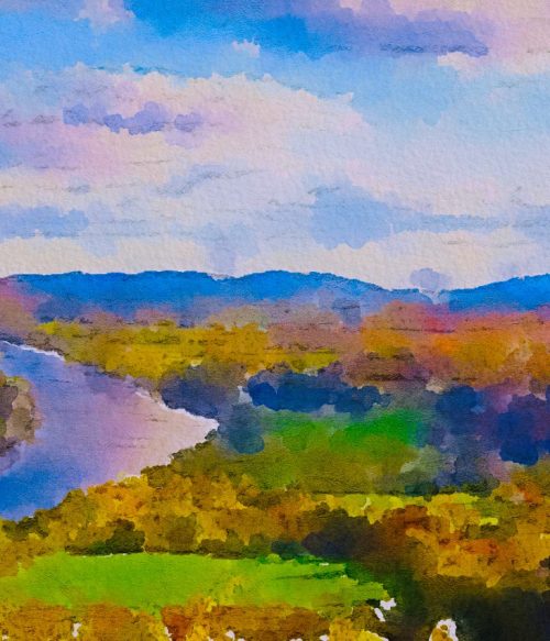 Art Print : Watercolor : Meandering River